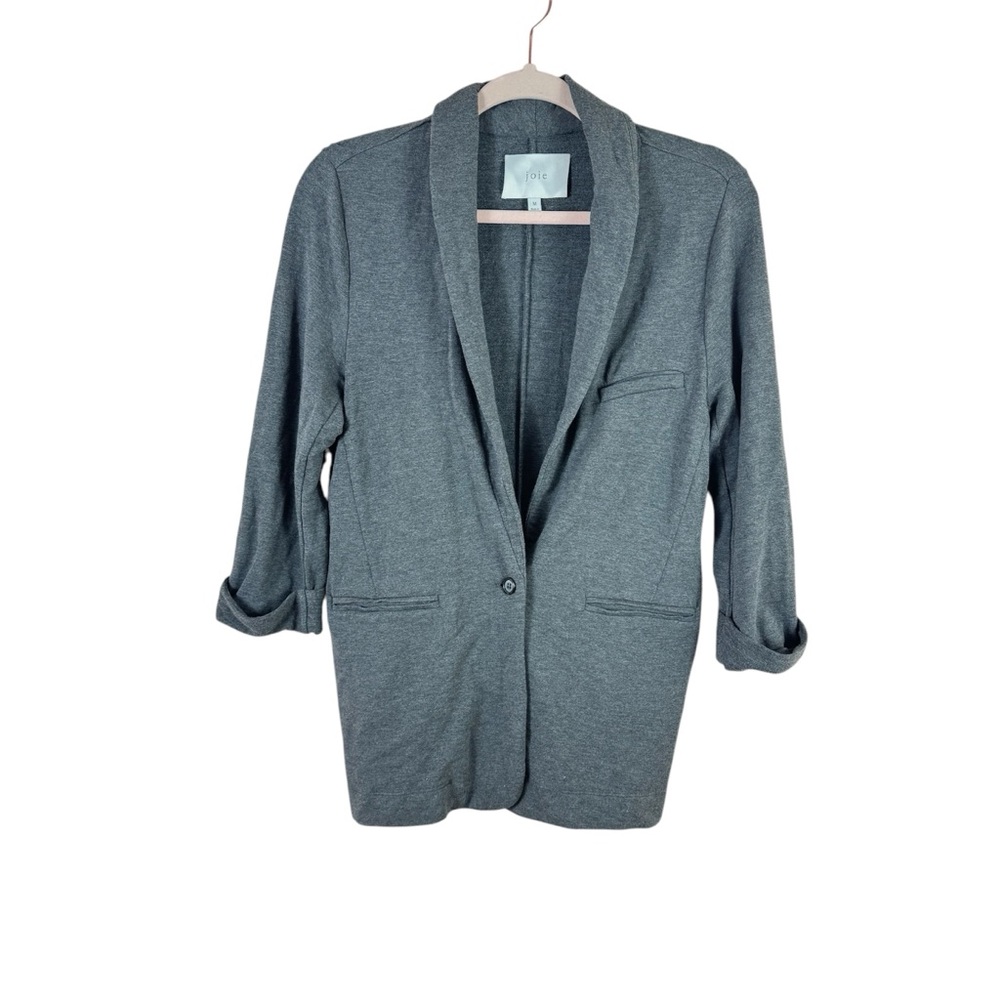 JOIE womens size M gray single button 3/4 sleeve blazer